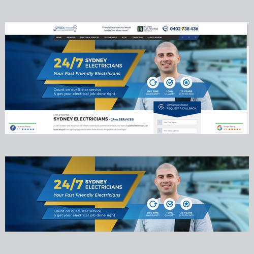 Electric design with the title 'Electrician website main slider'