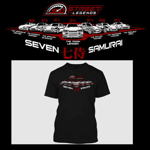 Car t-shirt with the title 'Street Legend 7 samurai'