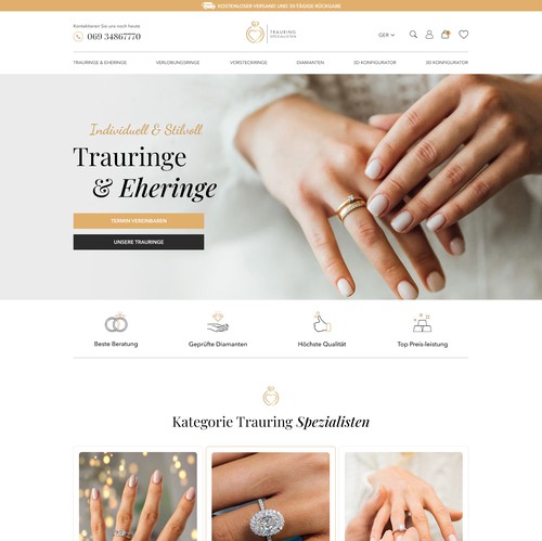 Retail website with the title 'Luxury Jewelry & Wedding Ring E-commerce Landing Page UI/UX'