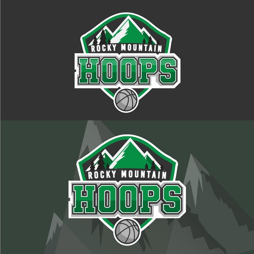 Basketball team logo with the title 'Rocky Mountain Hoops'