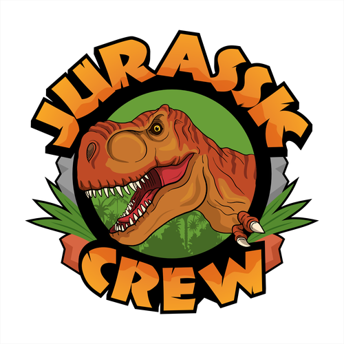 T-rex logo with the title 'Jurassic park logo design with T-Rex dinosaur'