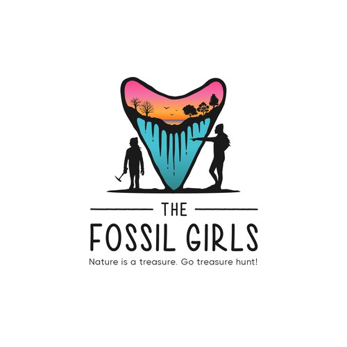Bright design with the title 'Fresh logo concept for The Fossil Girls'