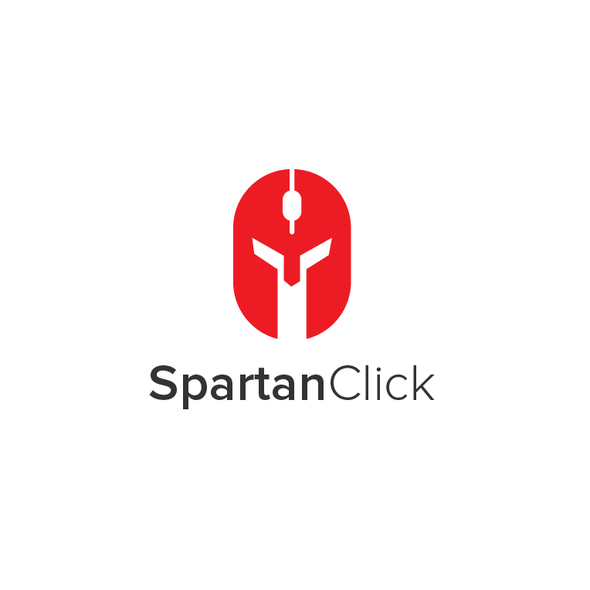 Neon red logo with the title 'Spartan Click'