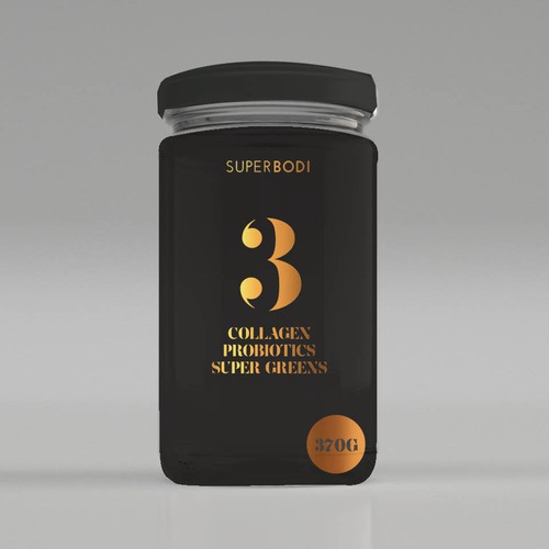 Jar packaging with the title 'PACKAGING CONCEPT FOR SUPERBODI'
