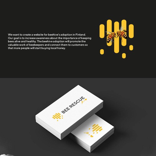 Honey logo with the title 'bee rescue logo design'