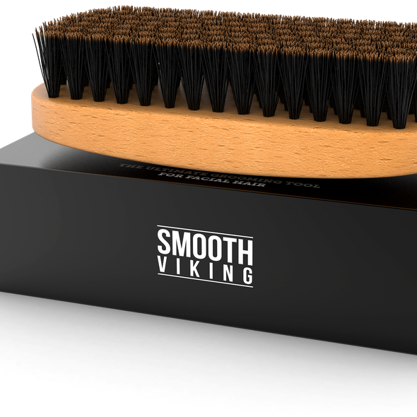 3D rendering design with the title 'Smooth Viking Beard Brush 3D Render'