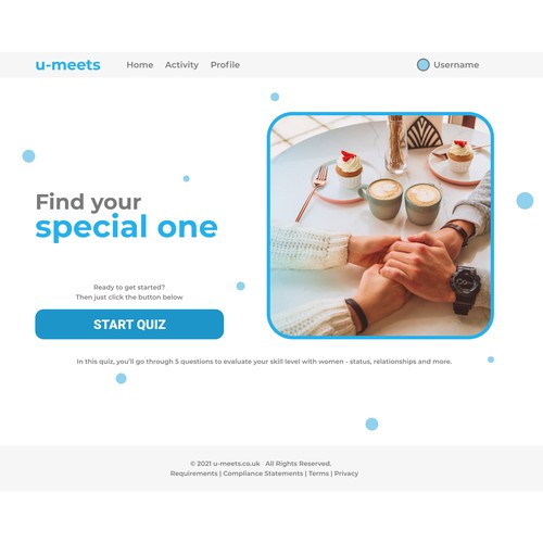 Date design with the title 'Landing page design for a dating website'