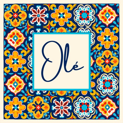 Spanish design with the title 'Olé es un restaurante de cocina europea y española.'