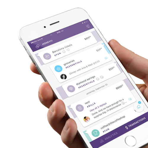 IPhone design with the title 'honeyfi'