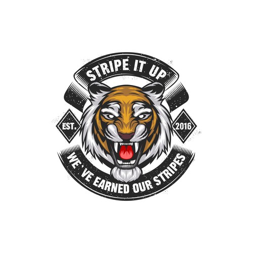 Tiger logo with the title 'stripe it up'