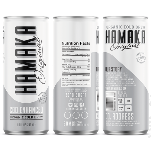 Cannabis label with the title 'CBD caffeine drink'