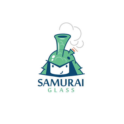 Samurai logo with the title 'Glass Samurai head for headshop shop'