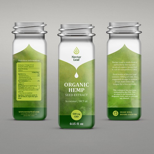 Hemp packaging with the title 'Packaging design for organic hemp oil'