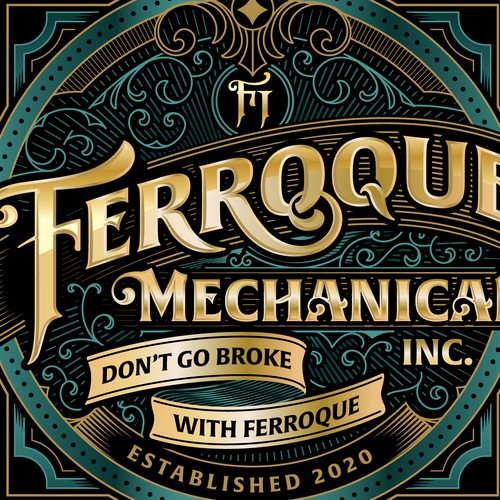 Emblem brand with the title 'Logo Concept for Ferroque Mechanical Inc.'