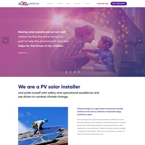 Service website with the title 'Solar Energy WebSite'