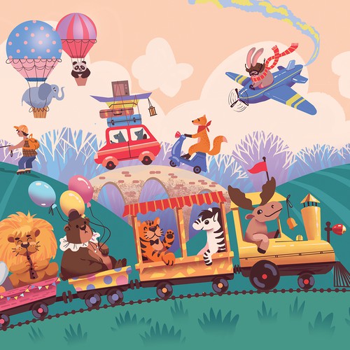 Animal artwork with the title 'Children's Placemat Illustration'