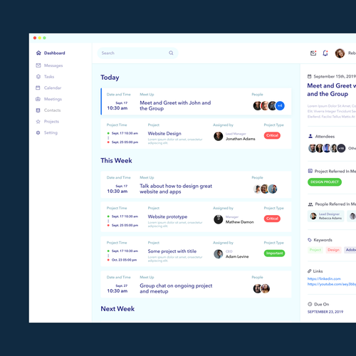 Interface website with the title 'Task Manager'