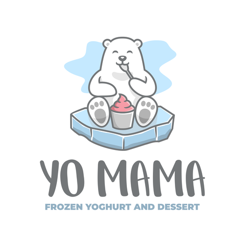 Frozen yogurt design with the title 'Logo for Yo Mama Frozen Yoghurt & Dessert'