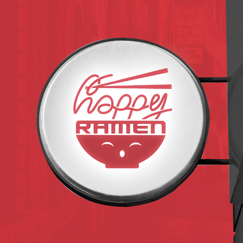 Bowl logo with the title 'Ramen Take Away Logo "Happy Ramen"'