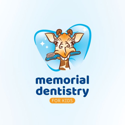 Toothbrush design with the title 'A giraffe for kid's dentistry logo'