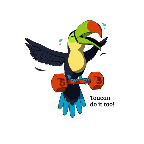 Bird t-shirt with the title 'Toucan Cartoony Illustration '