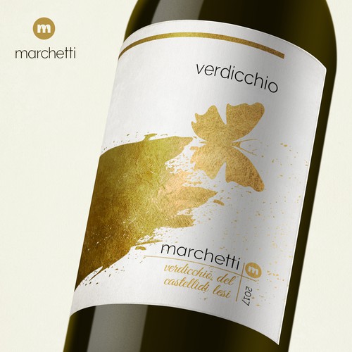 Gold label with the title 'Wine label for Marchetti'