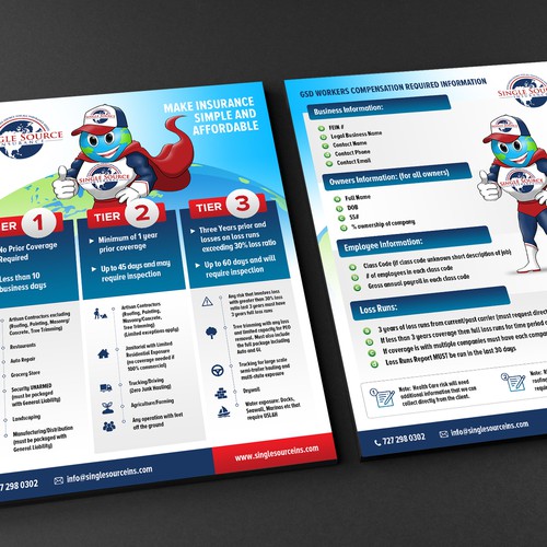 Contrast design with the title 'Design an eye catching flyer for Single Source Insurance '