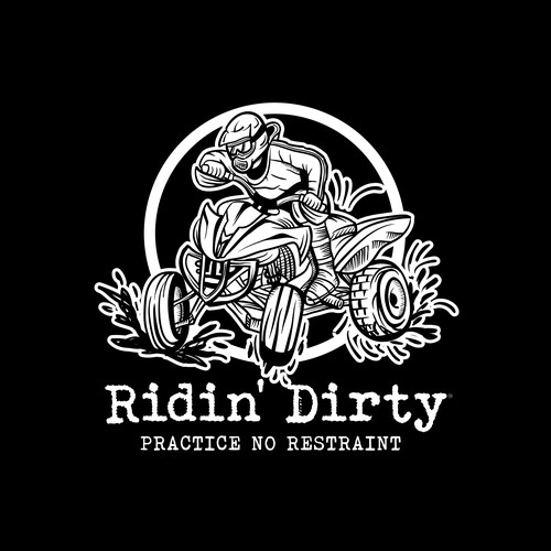 Black and white t-shirt with the title 'Ridin' Dirty T-shirt design'