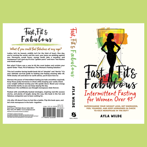 Diet design with the title 'Fast, Fit & Fabulous Intermittent Fasting for Women Over 45 Book Cover Design proposal'