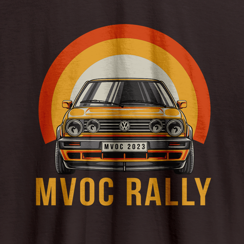 Rally design with the title 'Tshirt Design for VW Car Show'