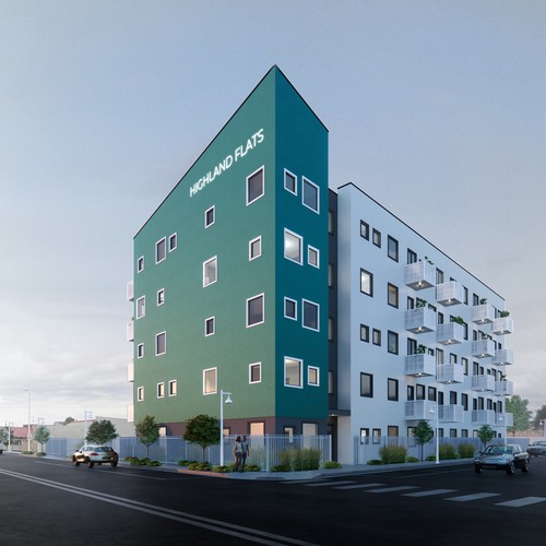 Architecture design with the title 'Residential Building Design'