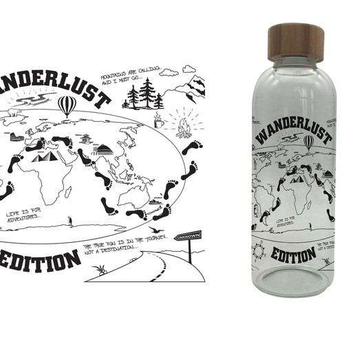 Travel illustration with the title 'Glass Bottle Art work'