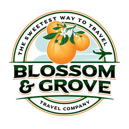 Plane logo with the title 'Blossom and Grove'