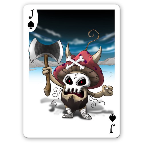 Freehand design with the title 'Dark but Cute Mushroom Monsters Playing Cards'