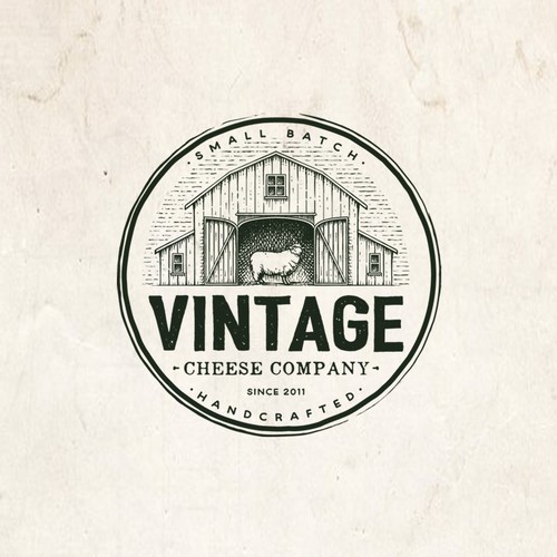 Handmade logo with the title 'Vintage Cheese company'