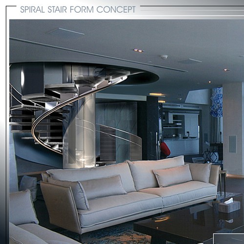 Stair design with the title 'Spiral stair form concept'