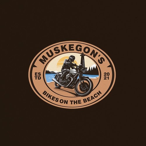 Biker logo with the title 'Bikes on the beach'