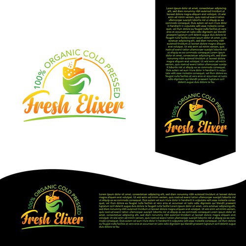 Organic food logo with the title 'Fresh Elixer'