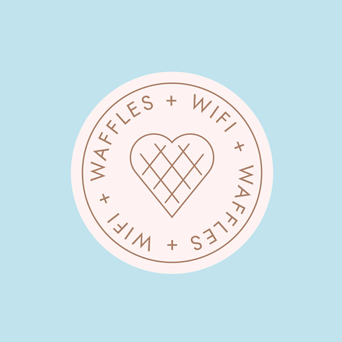 Pastel logo with the title 'Waffles + Wifi'