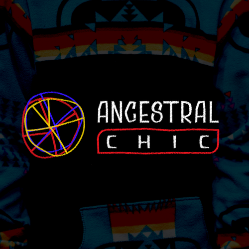 Textile design with the title '[ Available For Purchase ] -- declined logo proposal for Ancestral Chic'