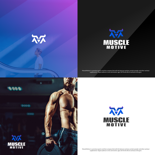 Workout logo with the title 'Bold Logo concept for Muscle Motive'