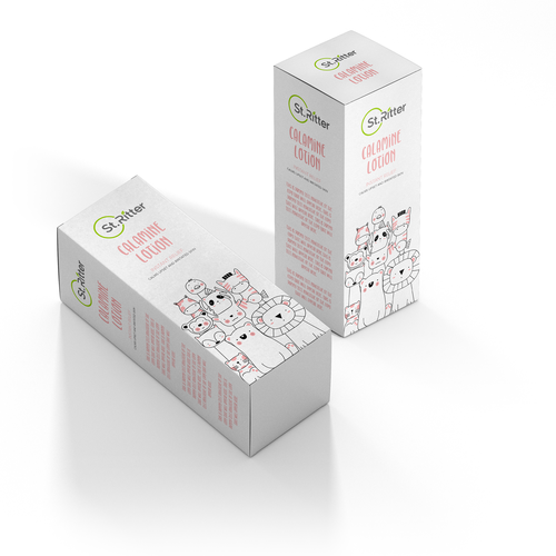 Brand packaging with the title 'A cute packaging design for Calamine lotion'