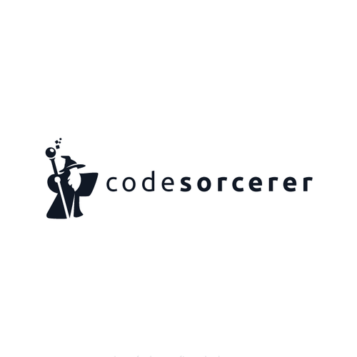 Wizard logo with the title 'Clean logo concept for codesorcerer'
