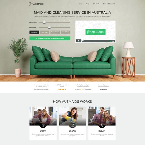 Cleaning design with the title 'Maid and Cleaning Service Homepage Design'