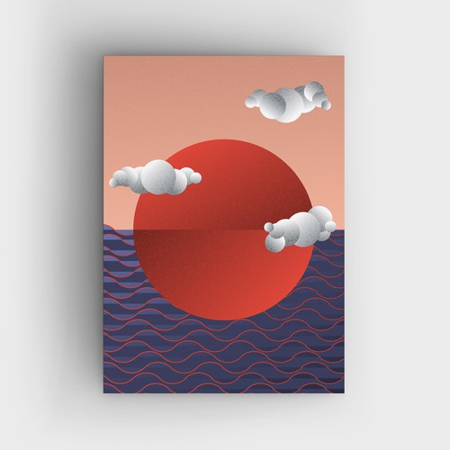 Ocean artwork with the title 'Setting Sun'