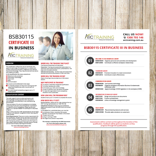 Certificate design with the title 'Flyer Arc Training '