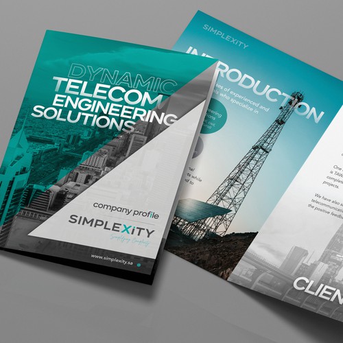 Telecom design with the title 'Simplexity Brochure'