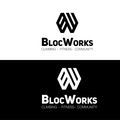 Climbing logo with the title 'BlocWorks Logo'