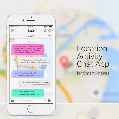 Location design with the title 'Chat App'