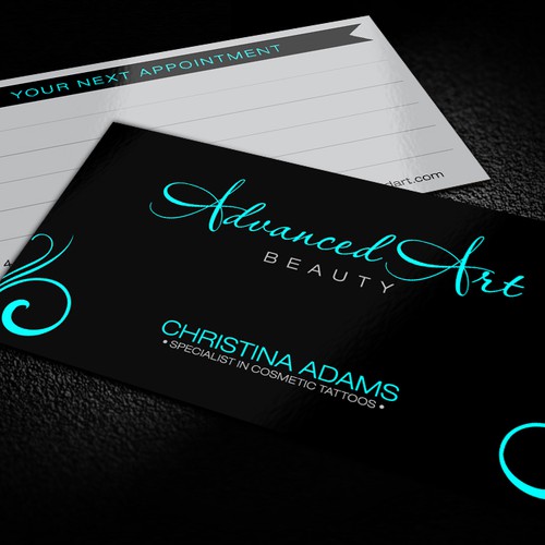 Studio design with the title 'Advanced Art Cosmetics'